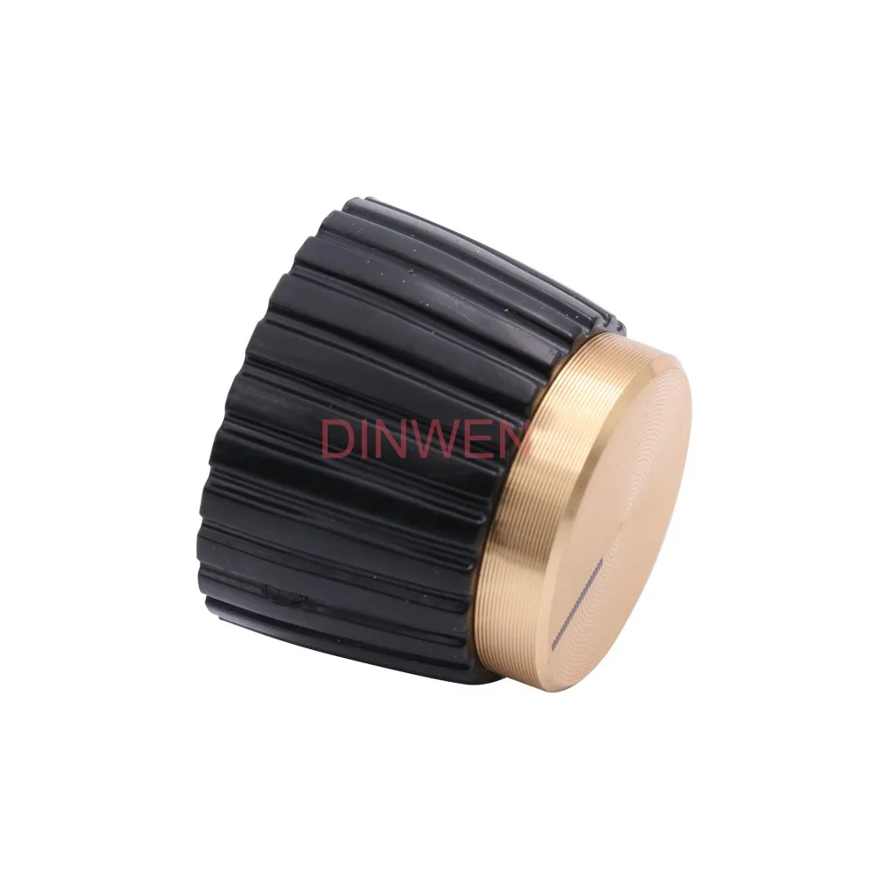 19,5x15,5mm Aluminium Kunststoff Set Pointer Knob Cap Für Marshall Gitarre AMP Wirkung Pedal Overdrive 1/4 "Messing einfügen Schwarz Gold – Detail 3