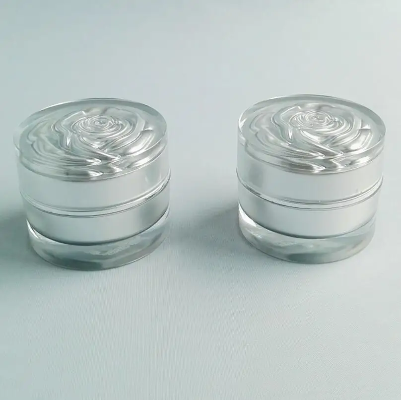 150pcs/lot 15G Gold empty plastic cosmetic container , 15g empty plastic cream jar with rose flower lid lin3611