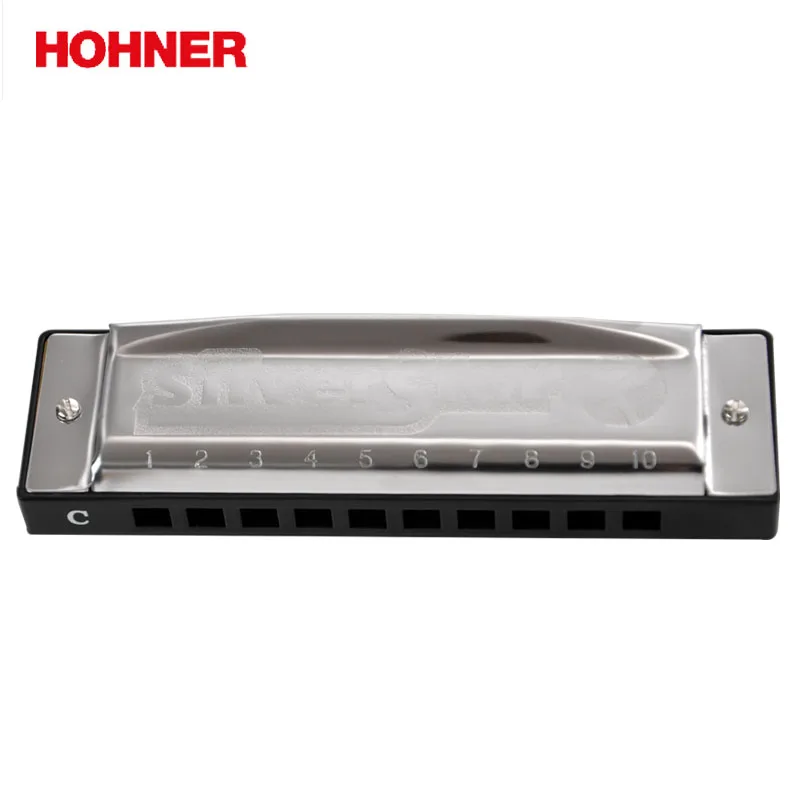 Hohner 10 Hole Harmonica International Silver Star Diatonic Harp,  Blues Harmonica Key C Bb Blues Jazz Band Music Instrument