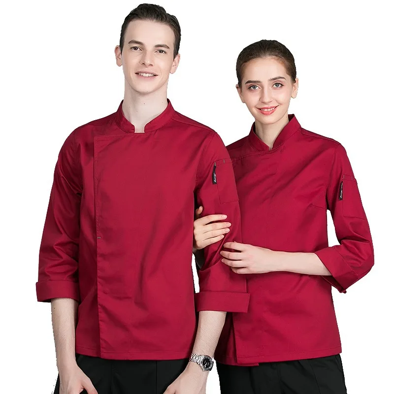 Uniforme de Chef d'hôtel, vêtements de travail de cuisine respirants à manches longues pour hommes et femmes, salopette de Service de restauration de Restaurant chinois H2013