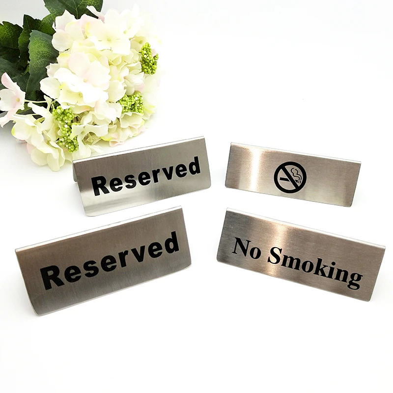 

Tabletop Stainles Steel Non-smoking Stand Desk Rack Home Bar Hotel Restaurant Warning Stand Logo Public Place Warning Sign 5pcs