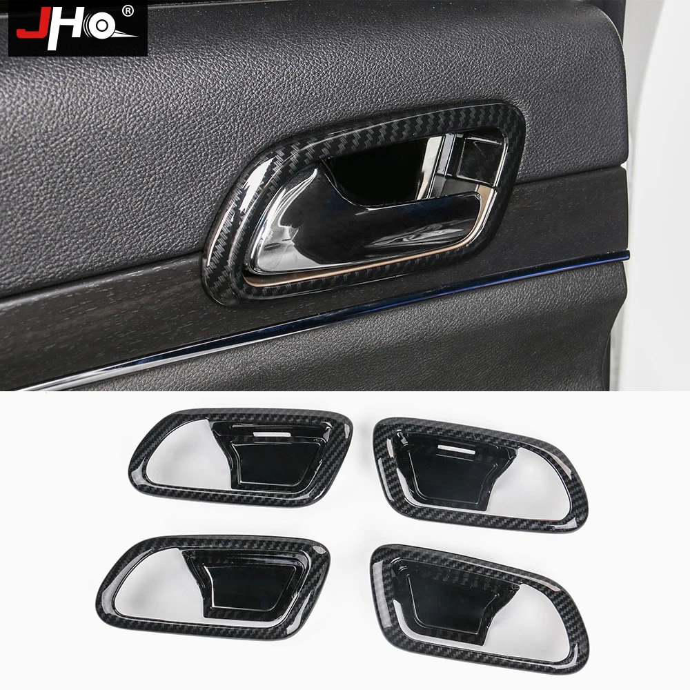 JHO ABS Carbon Grain Inner Door Handle Bowl Cover Trim For Jeep Grand Cherokee 2014-2020 2015 2016 2017 2018 19 Car Accessories