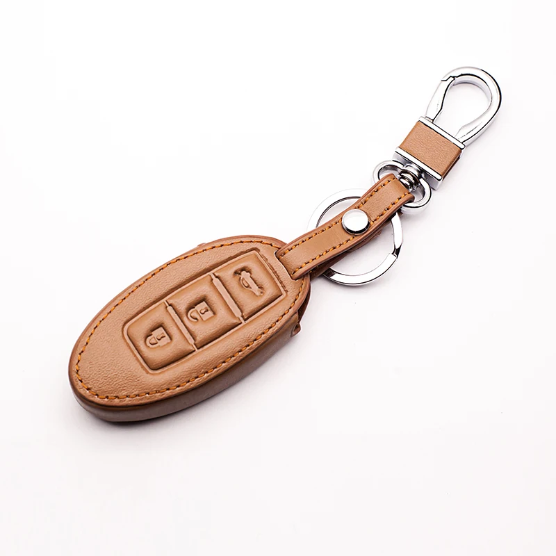 Genuine Leather Car Key Cover Case For Nissan Teana X-Trail Murano March Geniss Tiida Qashqai Livina Sylphy Sunny Juke Almera