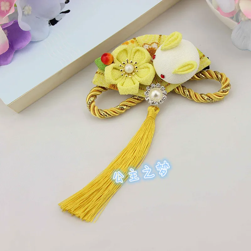 Vintage Japanese Style Kanzashi Kimono Accessories Graduation Wedding Ceremony Hair Clips Ornament Crystal Bead Fan Rabbit HW024