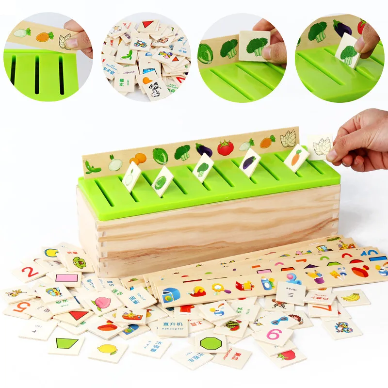 Montessori giocattolo Educativo di Legno Gioco di Riconoscimento Dei Capretti Del Bambino di Apprendimento Precoce Scatola di Classificazione Di Puzzle per I Bambini del Giocattolo di Matematica