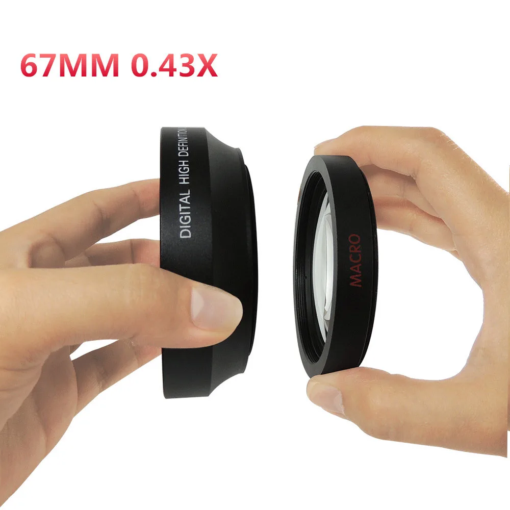67mm 0,45x 0,43x Super obiektyw szerokokątny i obiektyw konwertujący makro 82mm gwint przedni do aparatu Canon Nikon Sony DSLR