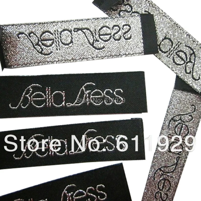 

Free shipping customized silver thread garment labels/clothing shoes bag tags/label/logo/woven collar labels 1000 pcs a lot