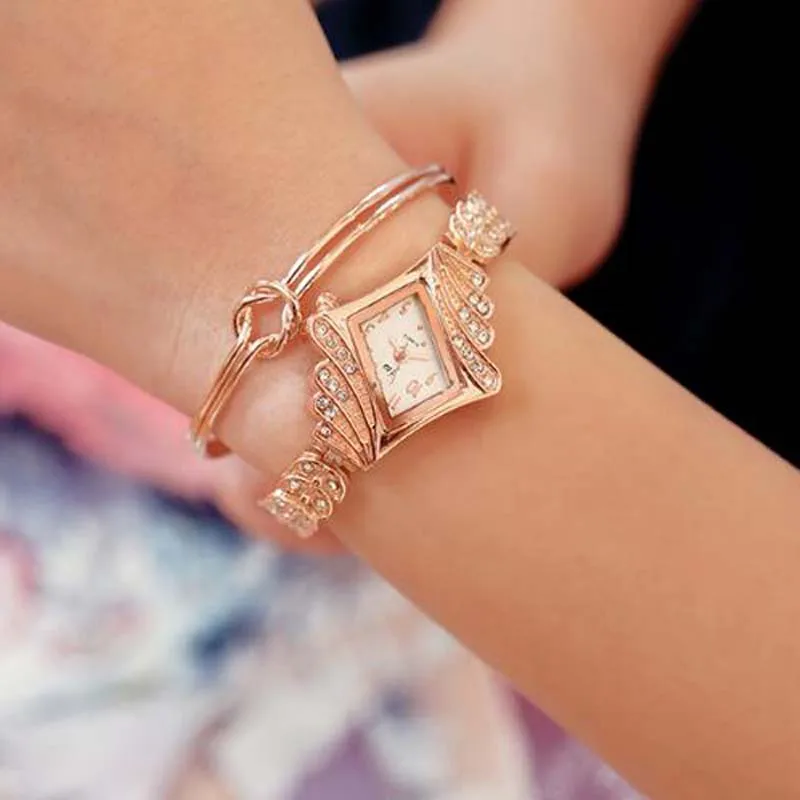 

2018 Jw Fashion Top Brand Women Bracelet Watches Luxury Exquisite Rhinestone Gold Dress Watch Casual Alloy Quartz Wristwatches