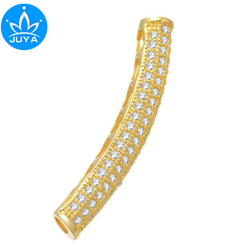 32.*5mm Jewelry Shining Zircon Tubes Diy Jewelry Charm Hollow Beads For Bracelets Natural Pendant Necklace