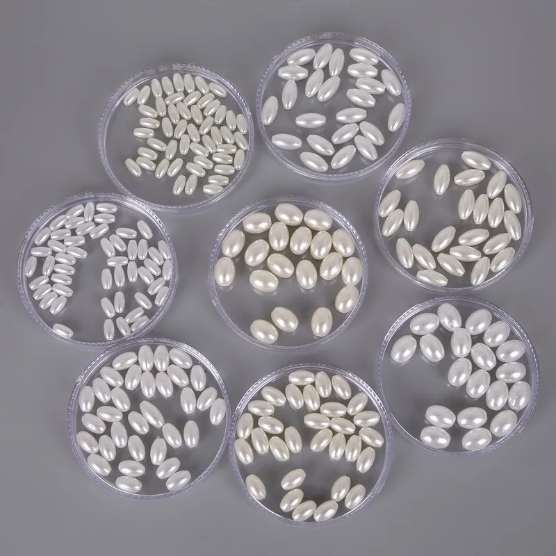 50pcs-200pcs White Ivory Rice Oval ABS Imitation Pearl Beads Acrylic Plastic Loose Spacer Ball DIY Beads for DIY Charms Jewelry