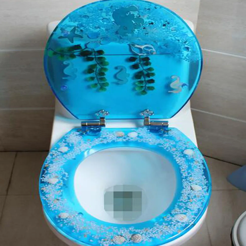 48*38 Cm Bermutu Tinggi Biru Muda Yang Indah Resin Toilet Kursi Penutup