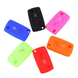 1 Piece 2 Buttons Folding Key Silicone Case Remote Cover Fit for Peugeot 208 207 3008 308 408 2008 407 307
