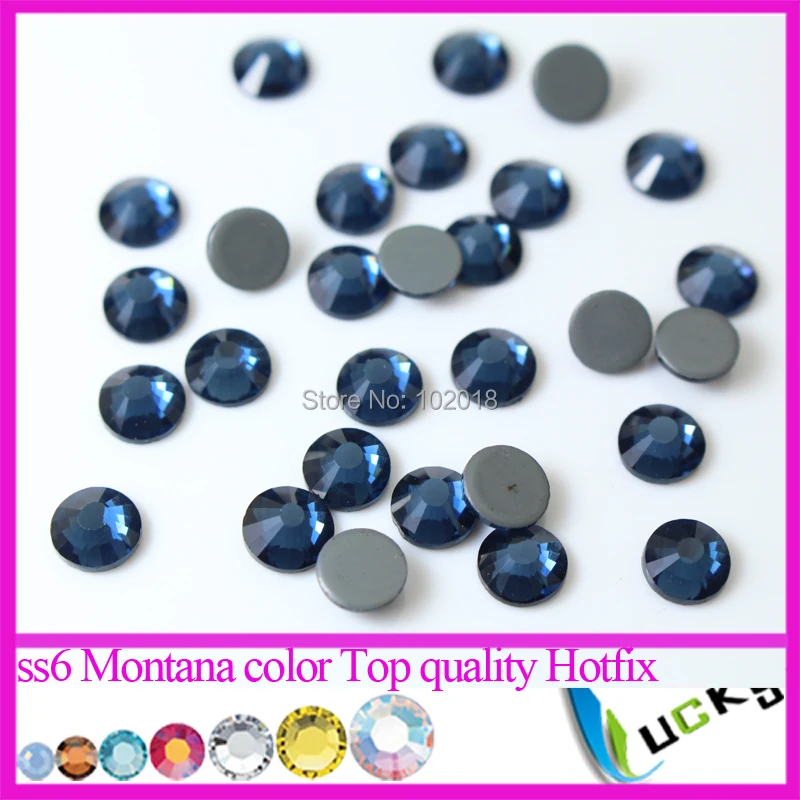 Top quality DMC rhinestones Copy swarov 2038 ss6/2mm Montana  Color very shine Hotfix crystal Flat Back strass 1440pcs per bag