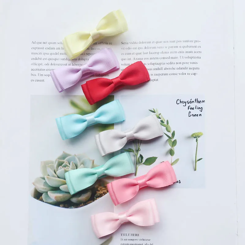 

Wholesale Boutique 20pcs Fashion Cute Ribbon Bow Hairpins Solid Glossy Bwoknot Hair Clips Princess Headwear Hair Accessories