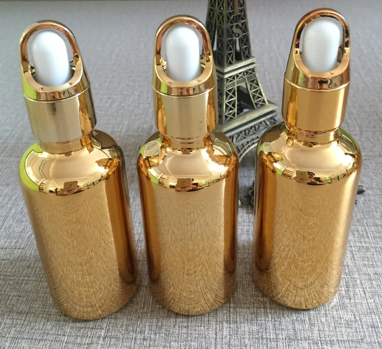 

50pieces/lot 50ml High temperature gold plated dropper bottle,50ml gold glass dropper container,essentical oil bottle wholesale