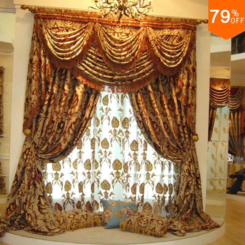 Liviong  Room maple leaf Rod Stick Style valance Curtain Roman Rooms curtain for super Luxury sun god holy Egypt temple Curtain