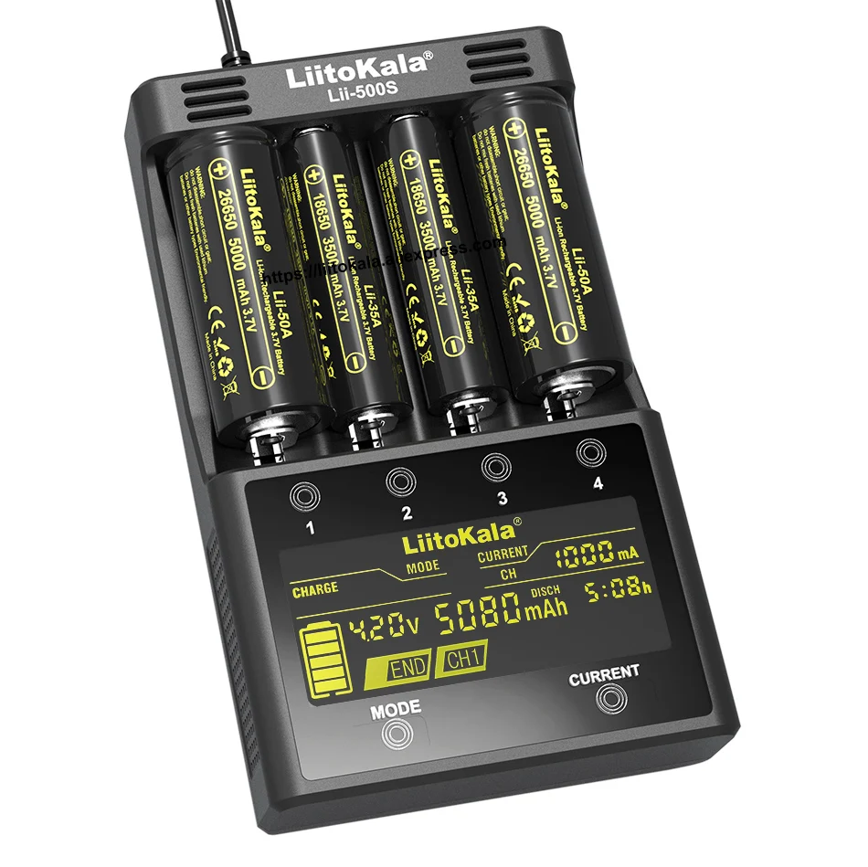 LiitoKala Lii-500S battery charger 18650 charger For 18650 26650 21700 AA AAA batteries Test the battery capacity Touch control