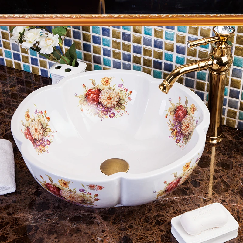 

Europe style chinese Jingdezhen Art Counter Top wash basin ceramic bathroom sink ceramic basin sink bathroom sinks ceramic