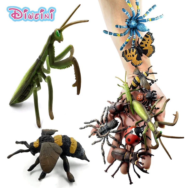 Simulation animal model insect Spider honeybee ladybird Mantis butterfly decoration action figure Educational Toy Gift For Kids