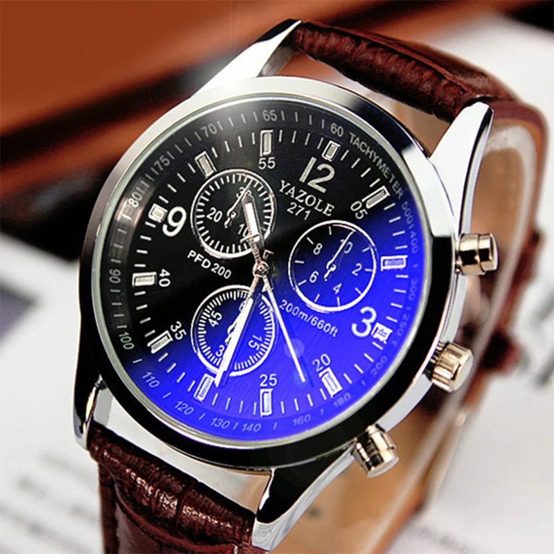 2020 Brand Yazole Watch Blue Glass Surface Quartz Watch Business Fashion Watch Unique Leisure Leather Watches Relogio Masculino