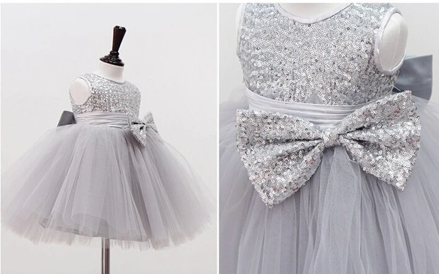 Sweet Baby Girl Dress Silver Sequin Princess Big Bow Sleeveless Infant Summer Dress Toddler Birthday Party Baptism Dress Dresses AliExpress