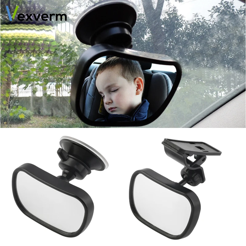 Vexverm Mini Safety Car Back Seat Baby View Mirror Adjustable 2 in 1 Baby Rear Convex Mirror Car Baby Kids Monitor