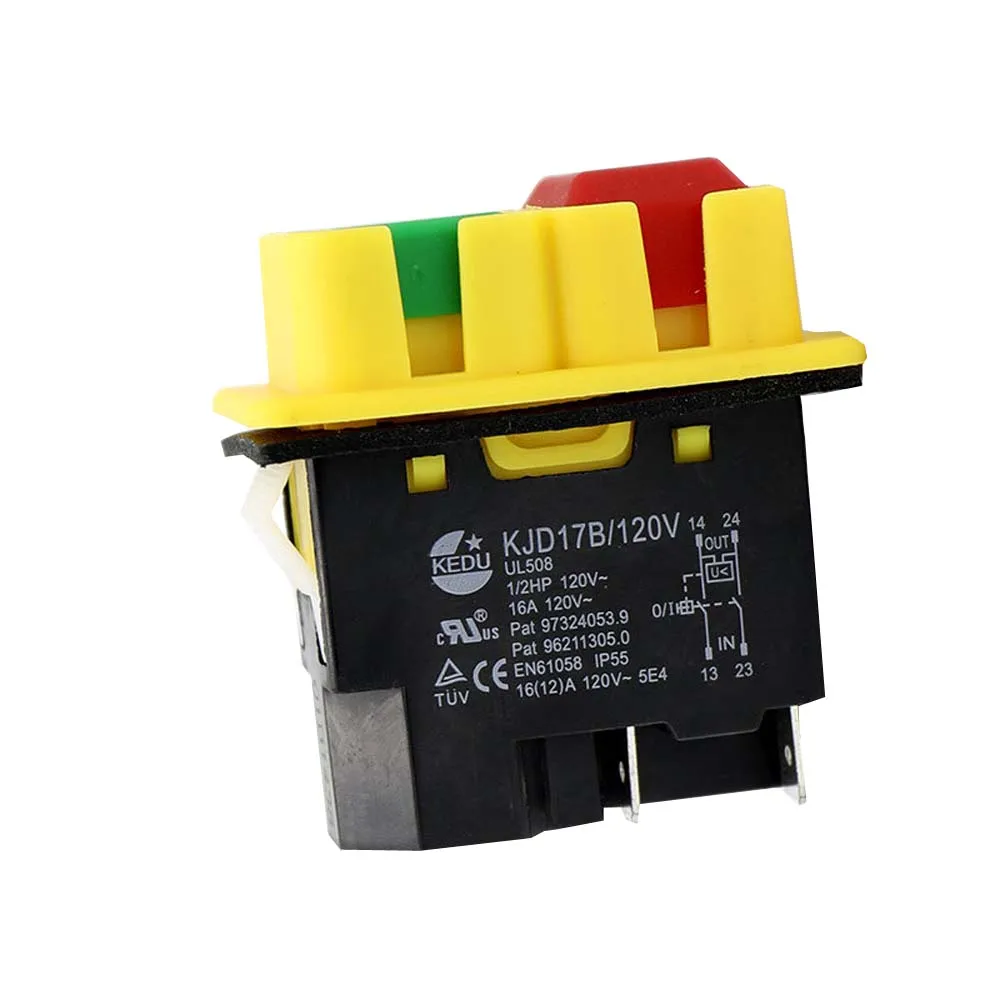 

KEDU KJD17B 4 Pins Waterproof Push Button Switch 120V 16A Electromagnetic Switches with Blackout and Under Pressure Protection