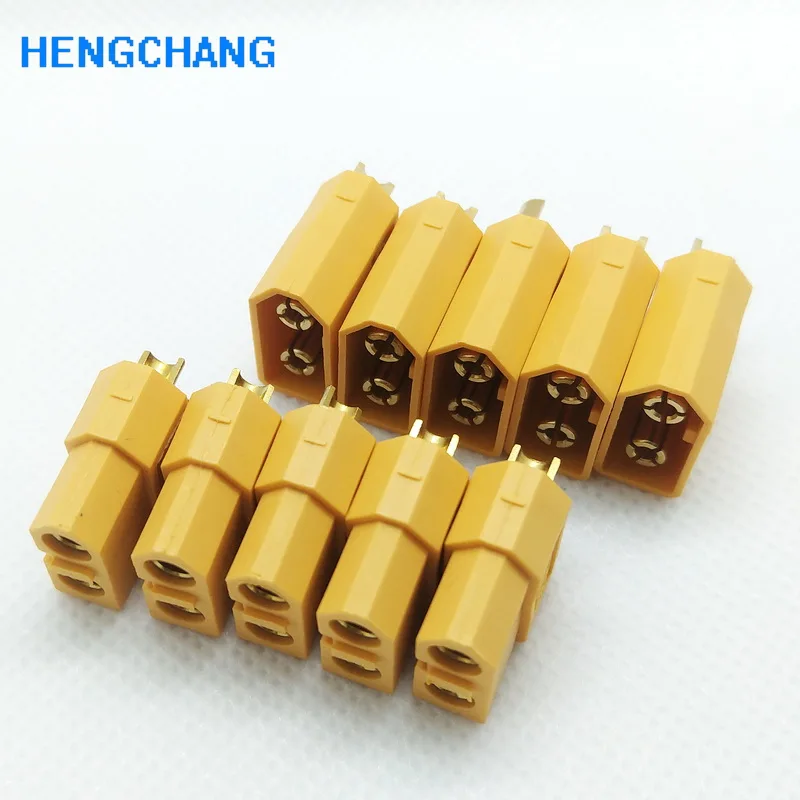10 ชิ้น/ล็อต XT60 สีเหลืองขั้วต่อแบตเตอรี่ XT60 ชายหญิงขั้วต่อ Gold Plated สำหรับ RC Lipo แบตเตอรี่