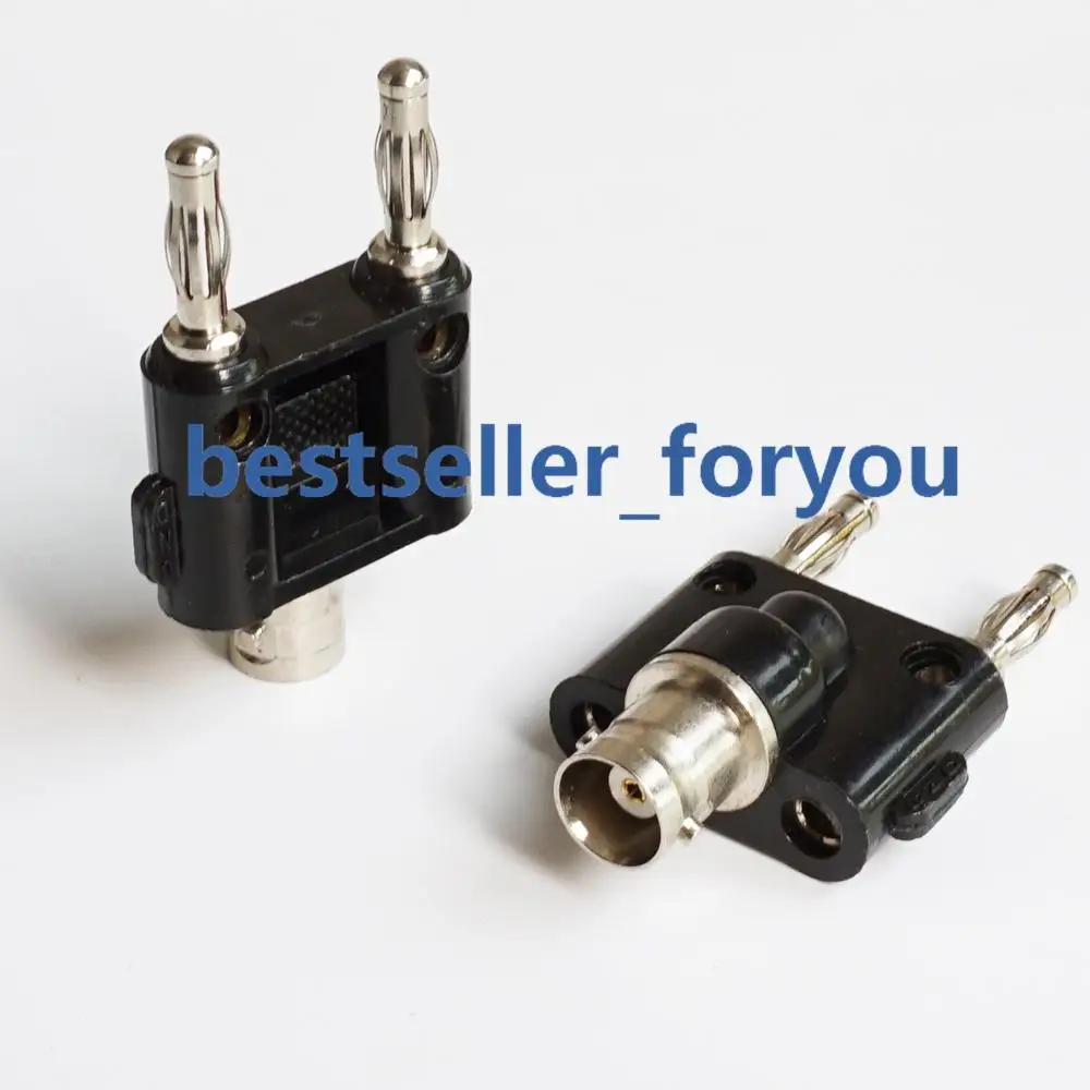 1Pcs BNC female jack to two dual 4mm Banana binding male connector Adapter 1M2F