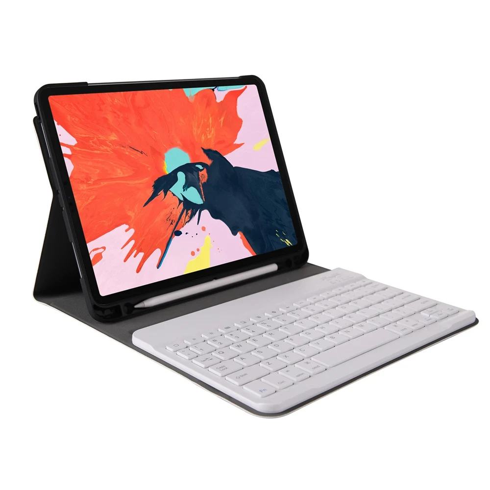 For iPad Pro 11 2 in 1 Removable Bluetooth Russian/Hebrew/Spanish Keyboard+Slim Stand PU Leather Case Cover Build-in Pencil Slot