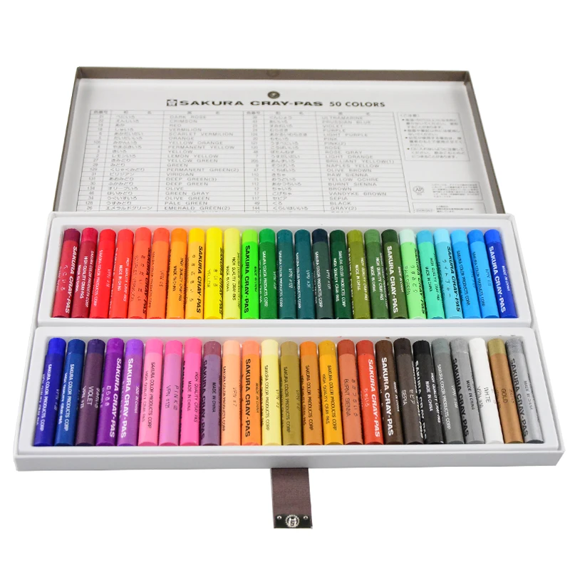 Sakura 50 color gift box, oil painting bar, children painting, color crayon, high quality hardcover color pen VP-50N