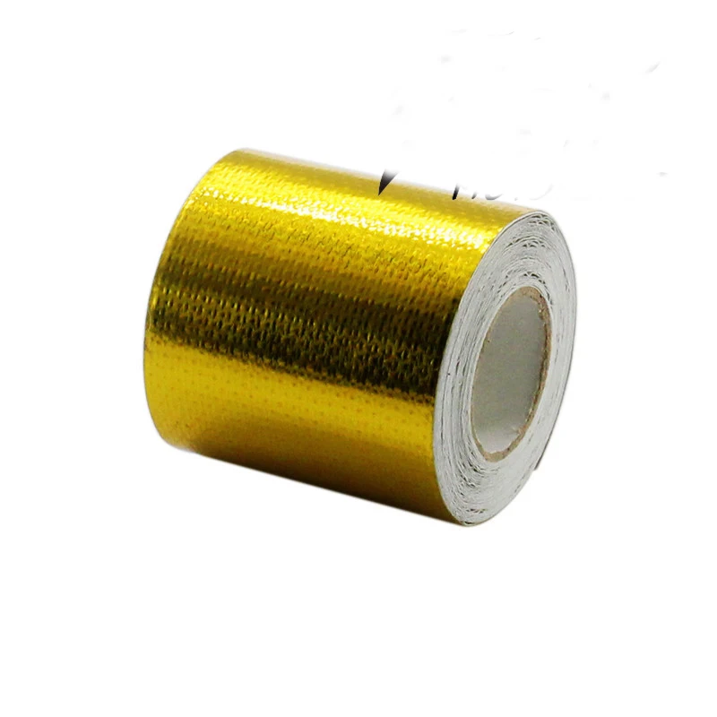 Gold 2'' Thermal exhaust Tape Air Intake Heat Insulation Shield Wrap Reflective Heat Barrier Self Adhesive Engine 2 Inch 5M