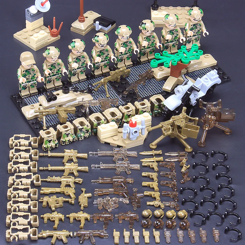 Camouflage Mini Toy Gun Armed Special Forces Building Block Soldier Weapon Base Military Mini War Education Gift for Boy Kids