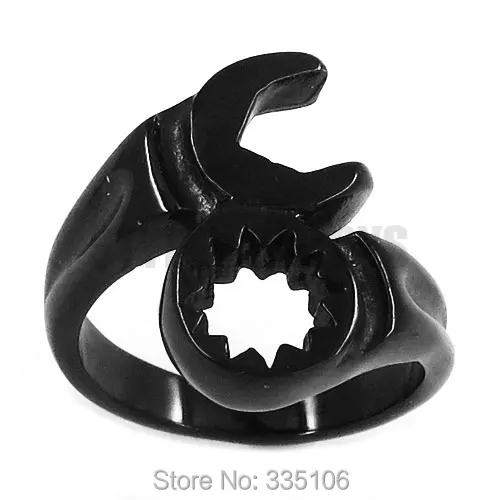 Free shipping! New Jagged Spanner Ring Black Motorcycle Biker Ring Stainless Steel Jewelry Fashion Motor Biker Men Ring SWR0415B