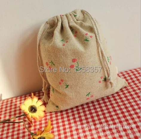 High quality lockrand patterned jute/linen drawstring bag for accessories\mobileHDD\gift\jewelry bags\pouch customize wholesale