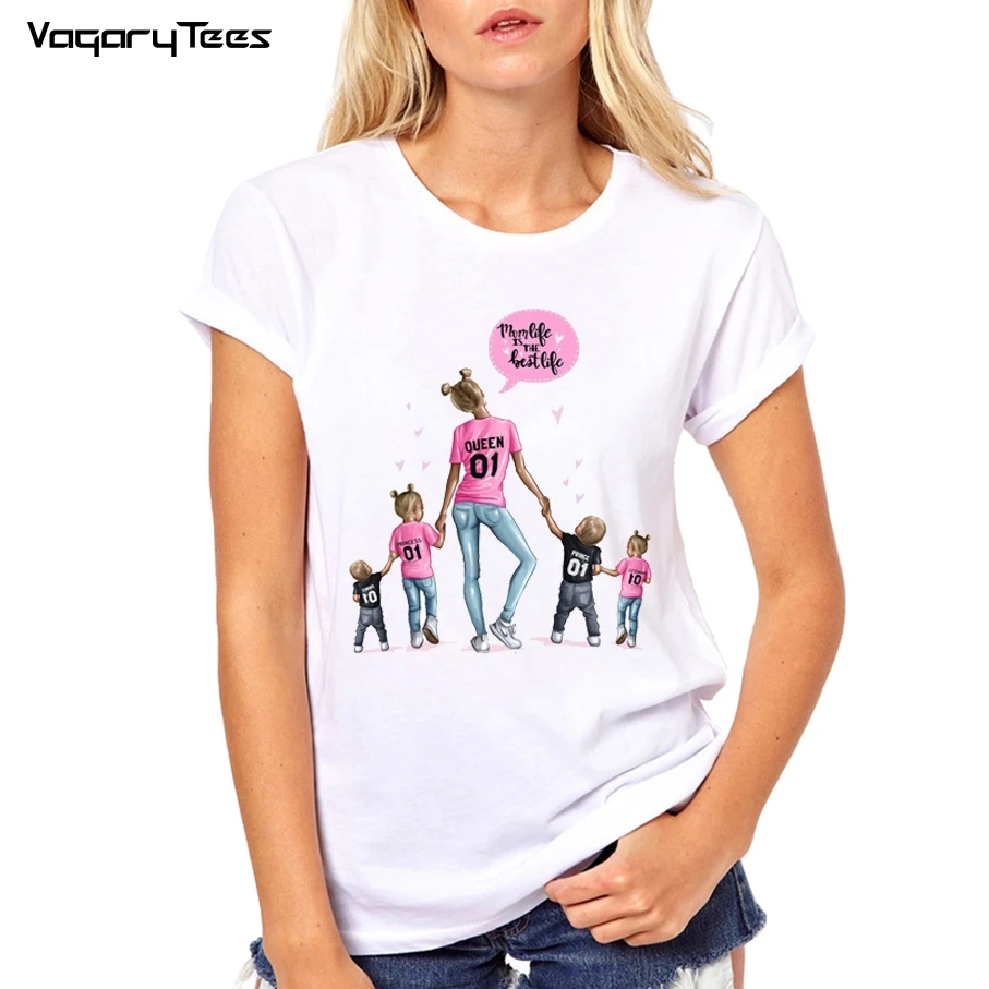 

family matching clothes T shirt super mom with son daughter mum T shirt tops kids baby girl boys casual Super Mama T shirt