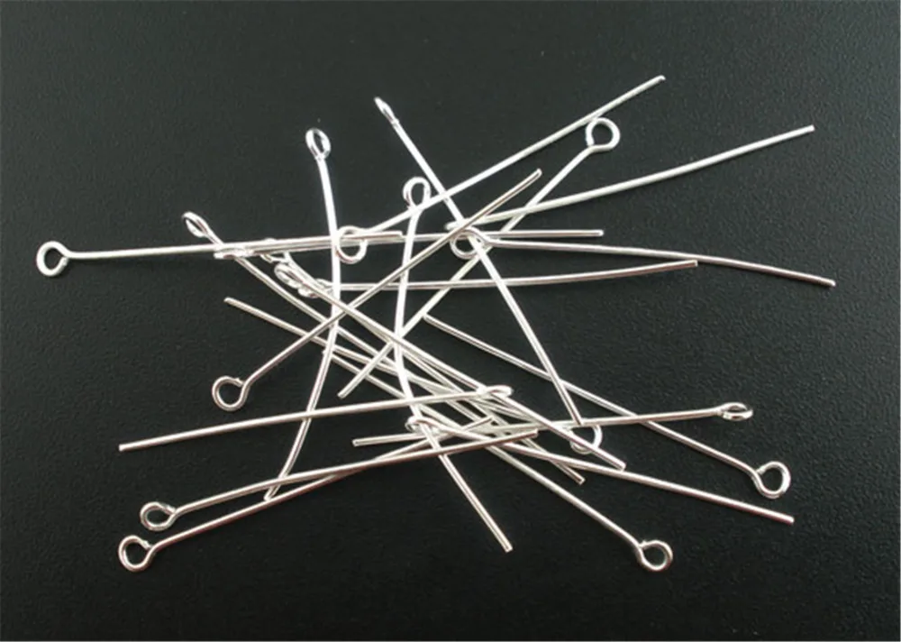 Doreenbeads 500 Pcs Zilver Kleur Eye Pins Bevindingen 0.7X38Mm (21 Gauge) (B03520), yiwu