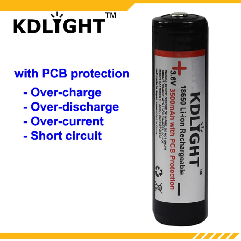 KDLITKER KB3500mAh 3.6V 3500mAh Rechargeable Li-ion 18650 Battery with PCB