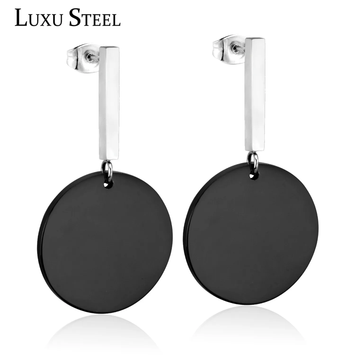 Luxus Stahl Mode Tropfen Ohrringe Edelstahl runde schwarze Farbe Anhänger Ohrring Schmuck 2018 weibliche Bijoux Frauen/Mädchen