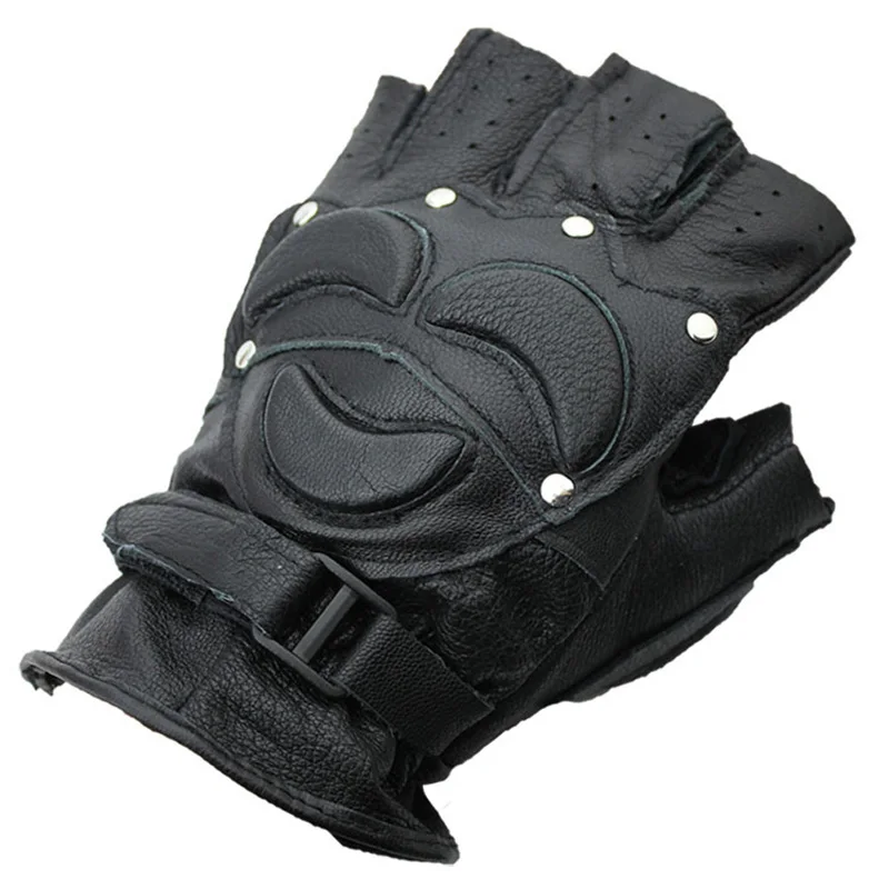 Half Finger Men\'s Imitation Deerskin Gloves Black PU Leather Sports Training Protection Gloves Mittens S20