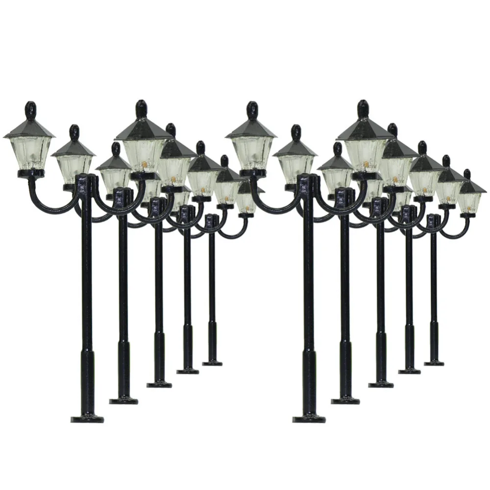 

Evemodel 10pcs Model Railway HO Scale 1:87 Two-heads Lamps 5cm Street Lights LEDs 1.97in LYM26