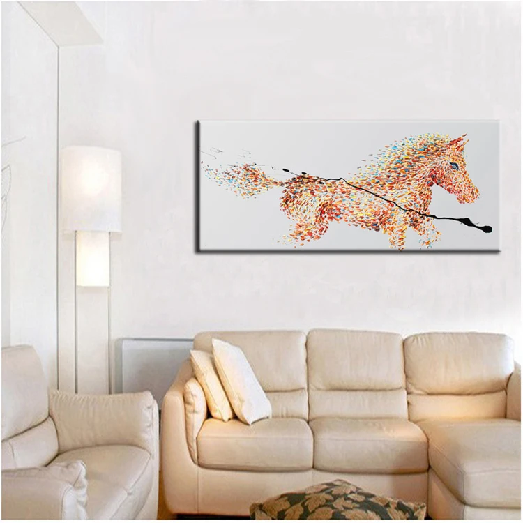 

China Artist Hand-painted High Quality Abstract Modern Horse Oil Painting On Canvas Thick Oil Painting Horse Paint Artwork