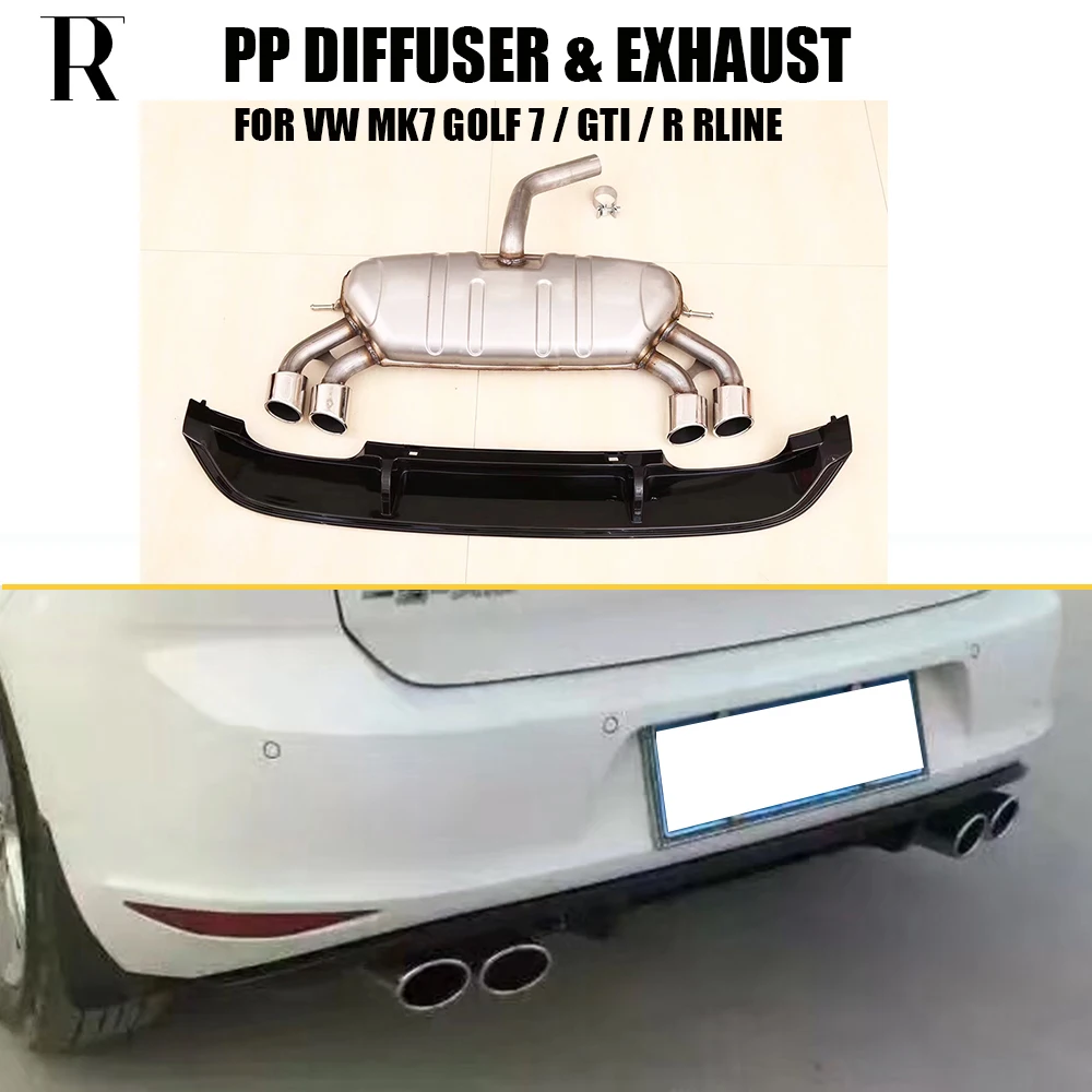 MK7 PP Rear Bumper Diffuser with Exhaust for Volkswagon MK7 Golf 7 Standard & GT-I & R RLINE 2014 - 2017