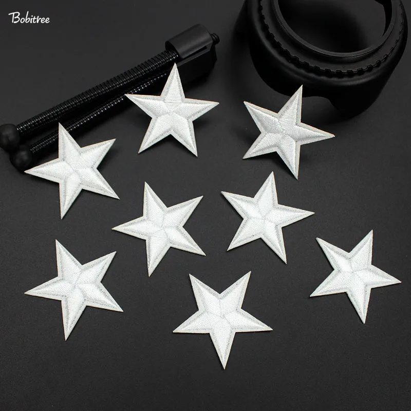 10 pcs White Stars Clothes Patches Iron on Stickers on Clothes Appliques Sewing Embroidered Patches For Clothes