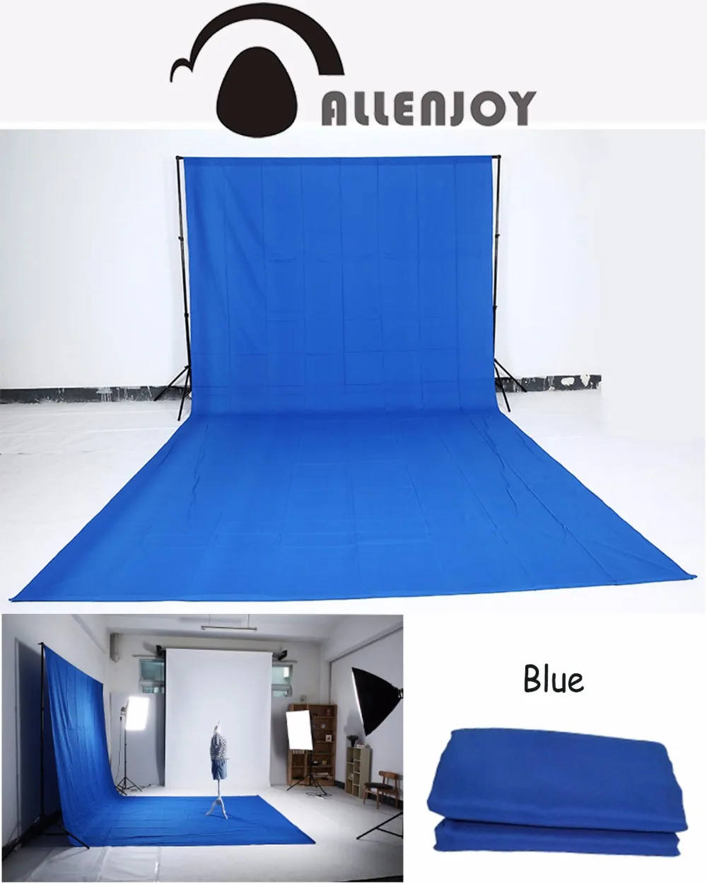 Allenjoy شاشة خضراء خلفية كروما مفتاح المزيد من خيارات الألوان تخصيص حجم المهنية استوديو إضاءة الصور