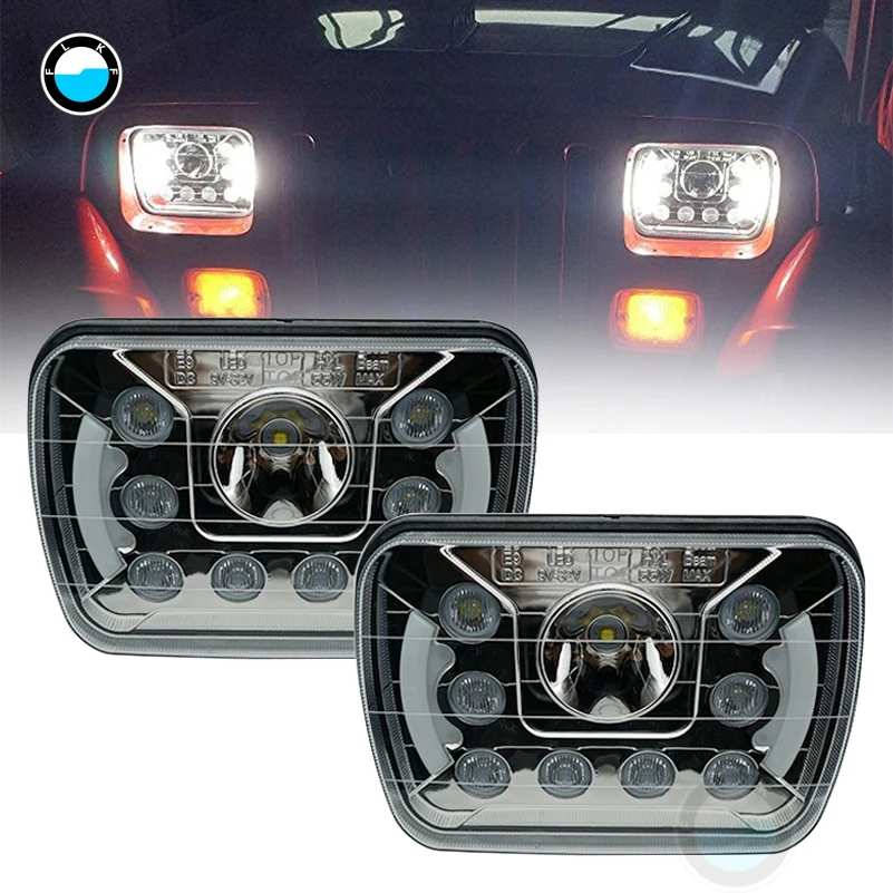 

5x7 inch square hi/lo beam LED headlights with halo light for Truck for Jeep Wrangler YJ Cherokee XJ Trucks 4X4 Offroad with.