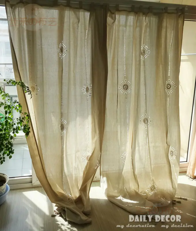 150*255cm High quality cotton linen crochet vintage curtains Las cortinas Rideau Le tende Der vorhang Gardin Finished curtain