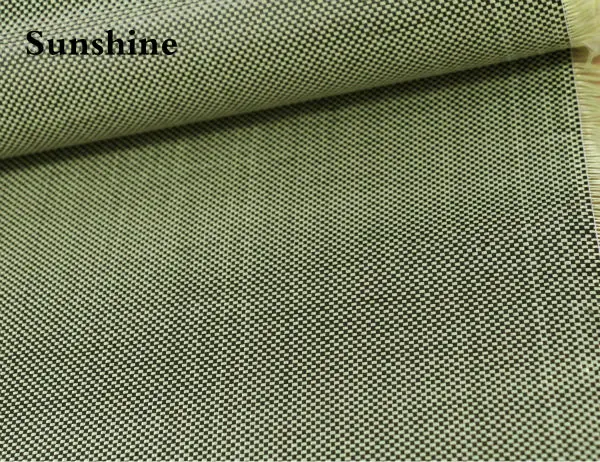 185gsm Yellow  Plain Carbon Aramid Fiber Hybrid Fabric