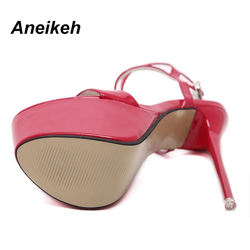 Aneikeh New 2024 Summer Fashion Sandals Sexy Open Toe 16CM High Heels Party Dress Wedding Nightclub Women Shoes Black Red 45 46