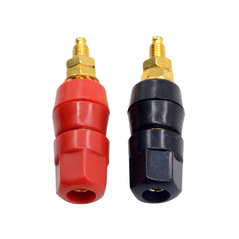 Red Black 4mm Banana Socket Binding Post Nut Banana Plug Jack Connector Adapter